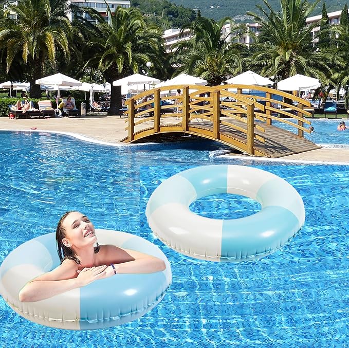 Swimming Pool Tubes-2PCS Inflatable Pool Floats for Adult Swim Ring Pool Floaties Inflatable Swimming Pool Raft Party Water Summer Beach Lounger Float Party Supplies