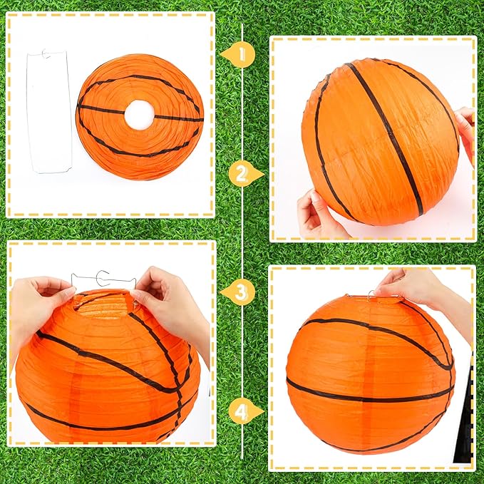 Bencailor 13 Pcs Sports Paper Lanterns Sport Themed Paper Soccer Baseball Football Basketball Lanterns for Indoor Outdoor Sport Themed Birthday Party Decoration (Complex)