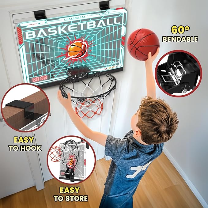 EagleStone Kids Indoor Basketball Hoop, 4 Balls Mini Basketball Toy for Toddlers