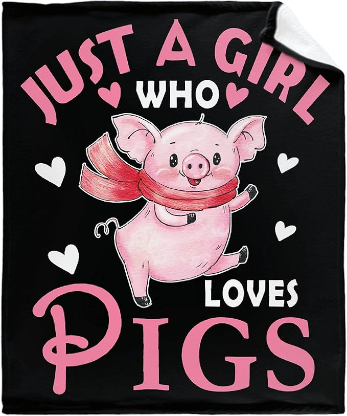 Just Girl Loves Pigs Blanket Soft Blankets and Throws Flannel Cozy Lightweight Quilt Gift Perfect for Bed Sofa Couch-40 x30 Extra Small for Pets