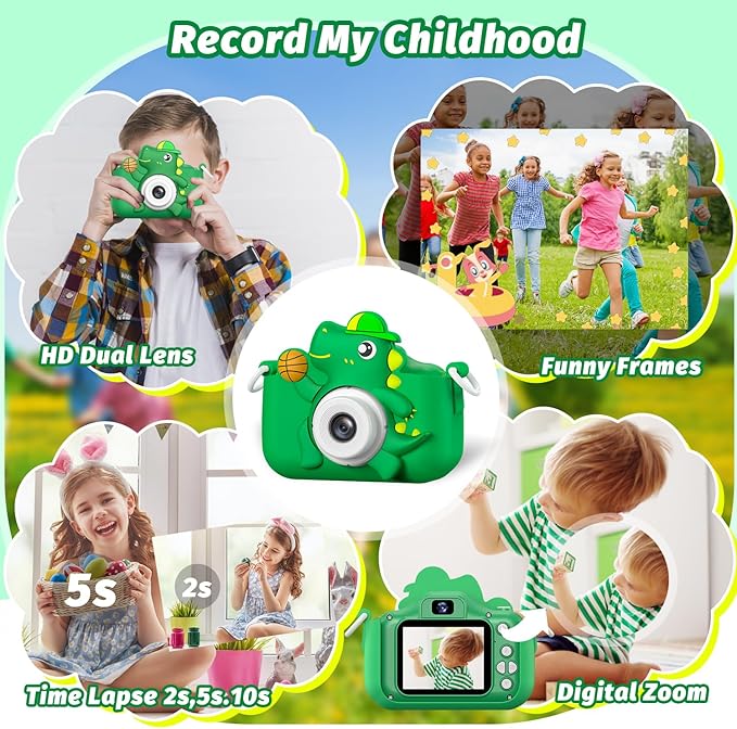 Kids Camera Toy, masterbee Dinosaur Toys Camera for Kid Age 3-12, Christmas/Birthday Gifts for Boys and Girls, 1080P HD Kids Digital Camera, Children Camera Gift for 3 4 5 6 7 8 9 10 11 12 Year Old