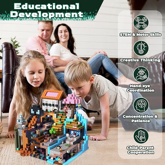 300PCS Magnetic Blocks - Magnet Building Blocks, Stacking Magents Cubes Toys Adventure Set Theme, STEM Montessori Sensory Toys for Kids Boys and Girls Ages 3 4 5 6 7 8 9 10 Birthday Gifts