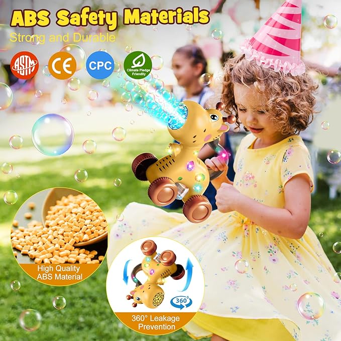 Nicmore Automatic Bubble Machine Toddler Toys: Giraffe Bubble Lawn Mover Outdoor Toy for 1 2 3 4 5 Year Old Boy Girl - Push or Handheld Bubble Maker Blower for Age 1-3 Kids Birthday Gifts