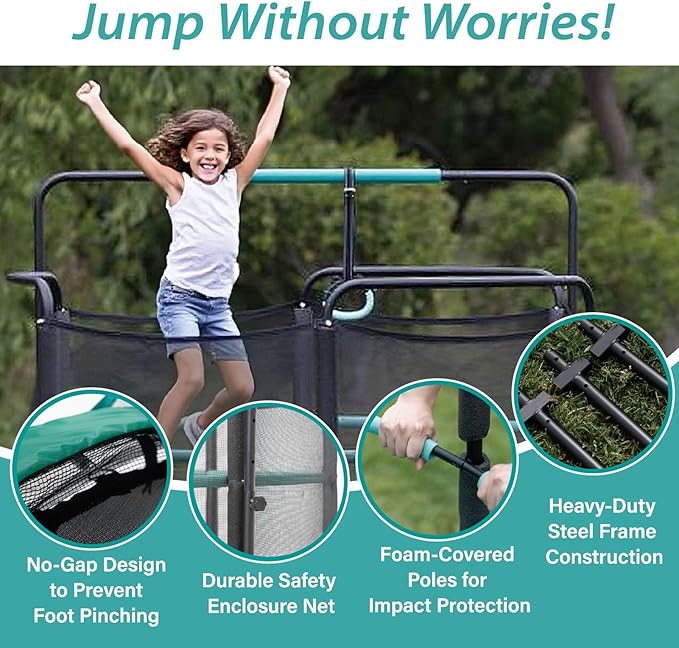 Skywalker Trampolines for Kids with Enclosure Net – 60" Indoor Outdoor Toddler Trampoline with Safety Padding, Foam-Covered Poles, Anti-Pinch Design, Sturdy Frame, for Ages 3-6