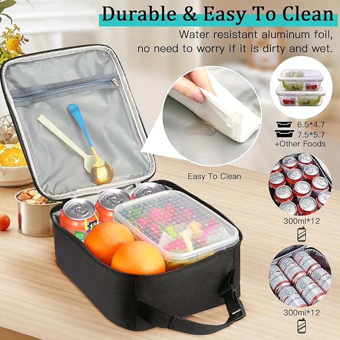 Initial Insulated Lunch Bag, Lunch Box with Initial Letter Patch for Teen Adult, Reusable Lunch Bag for Men Women, Ideal Back to School Gift Birthday Gift, Blue G