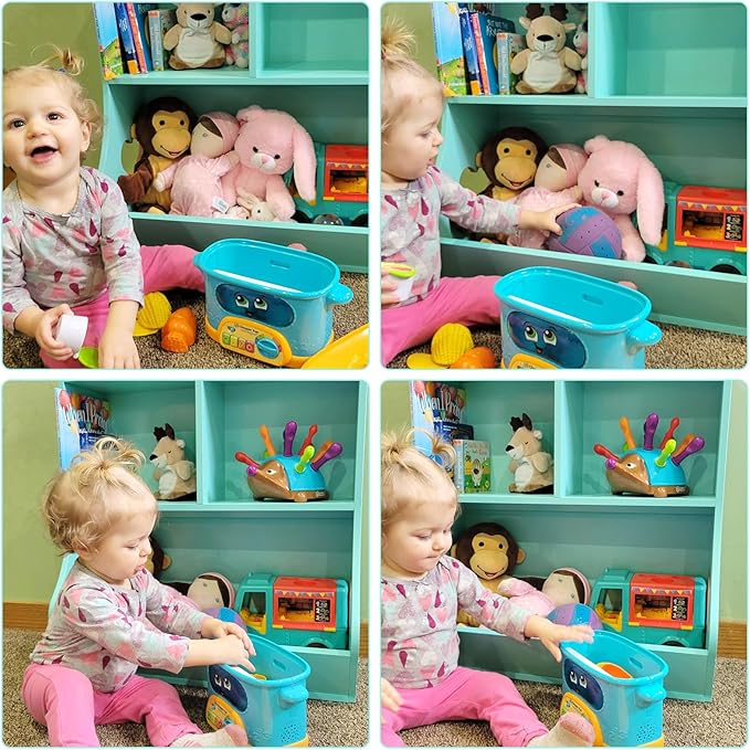 Lerliuo Baby Toddler Bookshelf and Storage Organizer, Kids Cabinet and Bookcase, Wooden 3 Cubby Children Book Shelf for Playroom, Bedroom, Nursery, School 23.62'' H (Green)