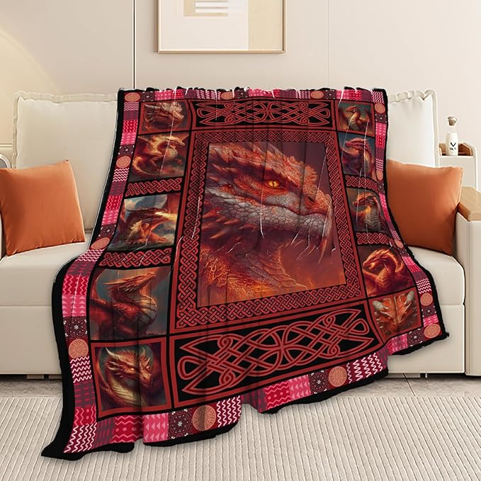 Dragon Throw Blanket Dragon Stuff Gifts for Kids Girls Boys Adults Women Men Soft Cozy Warm Plush Fluffy Fuzzy Fleece Blanket Decor 40''X50''