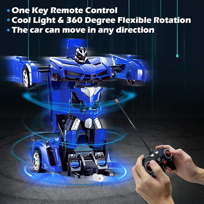 AMENON Remote Control Car - Transform Robot Toys for Boys Teens, Rechargeable RC Car with Lights, 2.4Ghz RC Car 1:18 Rechargeable 360° Rotating Race Transform Car Birthday Gifts Party Favors for Kids