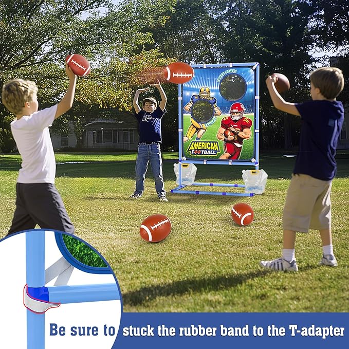 Football Toss Game with 4 Inflatable Balls, Indoor/Outdoor Football Throwing Target Toy for Kids Ages 4-7 8-12- Perfect Christmas Birthday Gifts for 4 5 6 7 8 9 10 11 12 Year Old Boys Girls