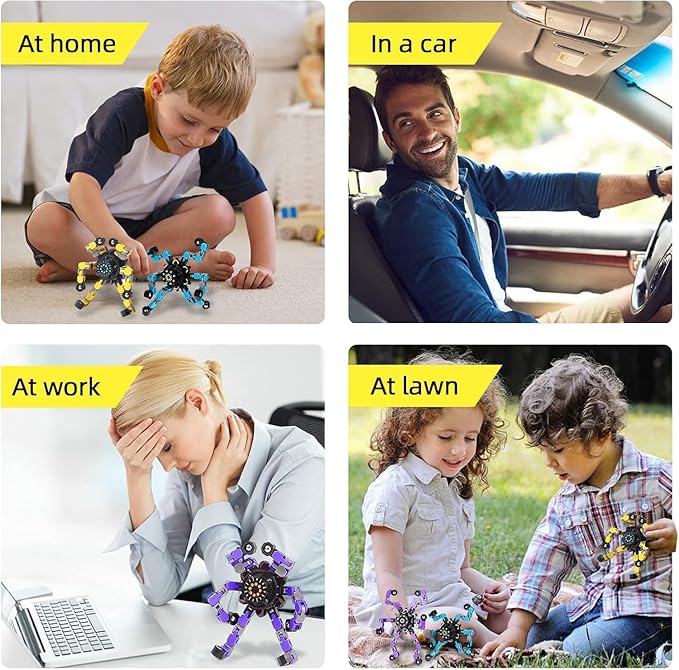 24pcs Transformable Fidget Spinners Children's Advanced Fidget Toys for Stress Relief Ideal Fidget Spinners for Sensory Toys for Boys and Girls with Autism，Party Favors