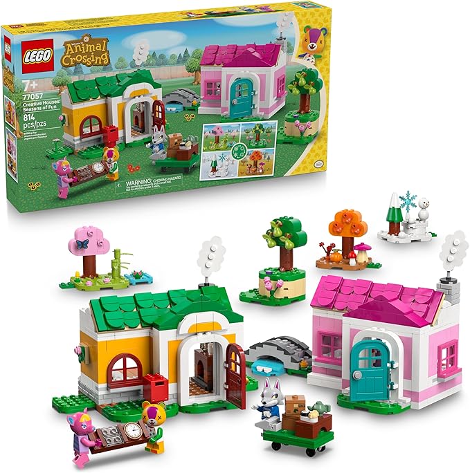 LEGO Animal Crossing Creative Houses: Seasons of Fun Building Toy - Pretend Play Set for Girls & Boys, Ages 7+ - Create 2 Houses W/1 Set of Building Blocks for Kids - Gift Idea for Birthdays -77057