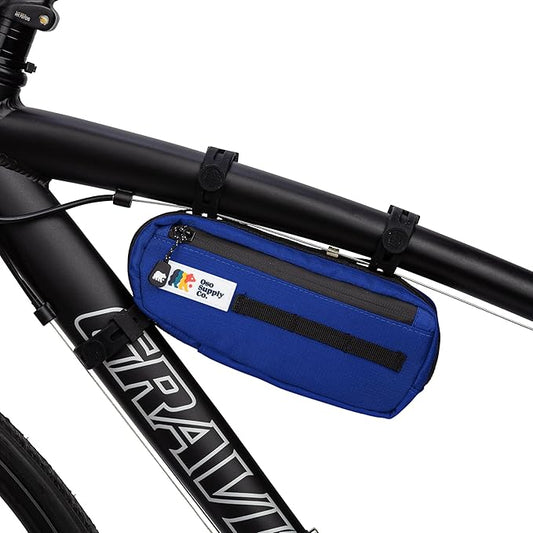 Bike Frame Bag – Waterproof Zippers and Water-Resistant Fabric, Dual Storage Compartments, Adjustable Straps – Fits All Frame Sizes, Perfect for Cycling, Commuting, and Adventure Rides (Royal Blue)