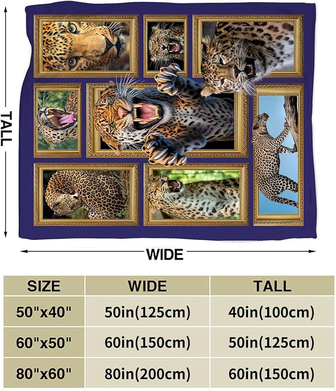 Cheetah Blanket Fleece Soft Warm Plush Wild Animal Throw Blanket Lightweight Plush Fuzzy Cozy Leopard Blankets for Lover Kids Adult Suitable for Couch Sofa Bed 60"X50"