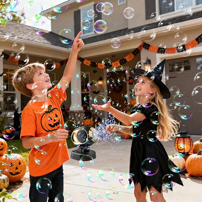 BOMOCO Bubble Machine Battery Operated Durable Bubble Blower Machine Automatic Bubble Machines for Kids Toddlers Parties Wedding Birthday Summer Outdoor Indoor Beach Halloween Favors, Black