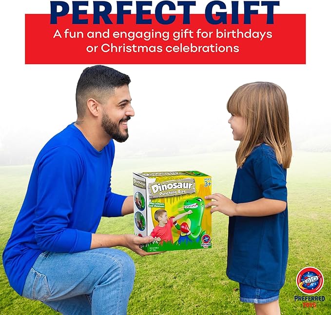 Inflatable Dinosaur Punching Bag for Kids – Bop Bag for Toddlers and Children Ages 3-14 – 47" Blow Up Toy with Bounce-Back Action – Fill Base with Sand or Water