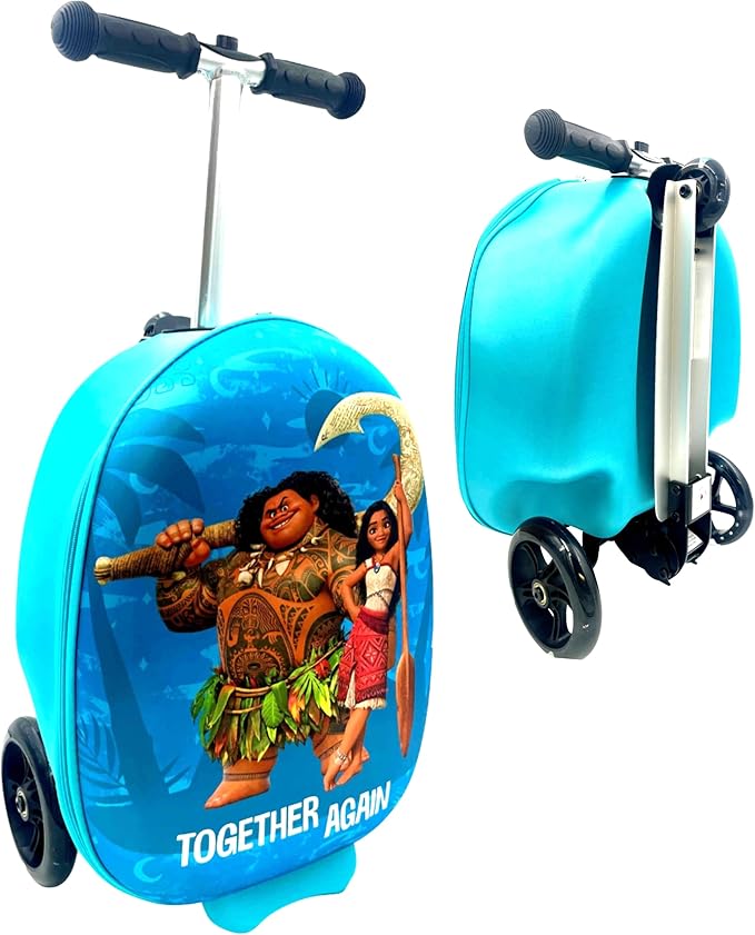 Fast Forward Kid’s Licensed 18" Ride-On Suitcase Scooter - Lightweight Carry-On Foldable Scooter Luggage