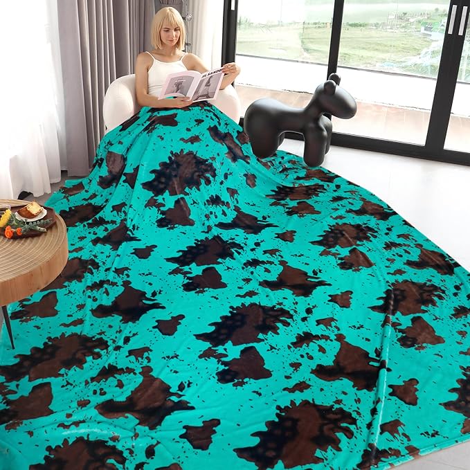 Oversized King Size Fleece Blanket Turquosie 90"x108" Lightweight Soft Cozy Teal Blue Decorative Flannel King Blanket for Bed Couch All Seasons