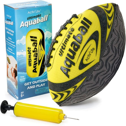 Activ Life Water Football for Pool, Beach, Outdoor, 9.5-inch Waterproof Pool Toys for Kids, Heavy-Duty Water Ball, Double Lacing for Easy Grip, Lake Toys for Sports & Family Games