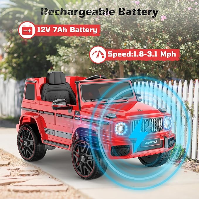 ANPABO Ride on Car for Kids, Kids Electric Vehicle, Red - Ride on Toys for Toddlers w/Parent Remote Control, LED Headlights, Music Player & Horn, Soft Start, Low Battery Prompt