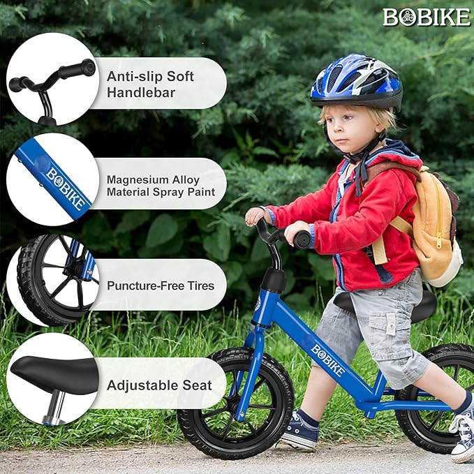 Bobike Toddler Balance Bike Toys for 2 to 5 Year Old Girls Boys Adjustable Seat and Handlebar No-Pedal Training Bike Best Gifts for Kids