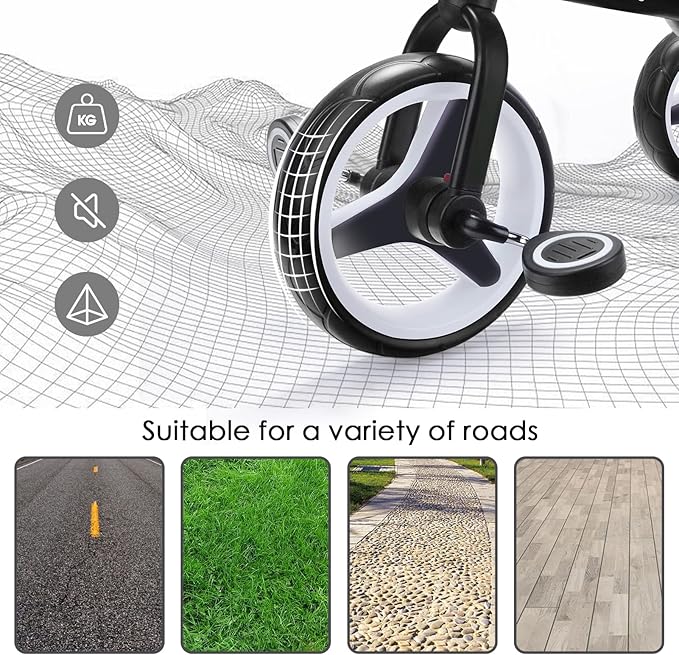 YGJT 4 in 1 Tricycle for Toddlers Age 2-5, Folding Toddler Bike Kids Trike Tricycles with Adjustable Seat and Removable Pedal, Baby Balance Bike Ride-on Toys Gift for Baby Boys Girls Birthday