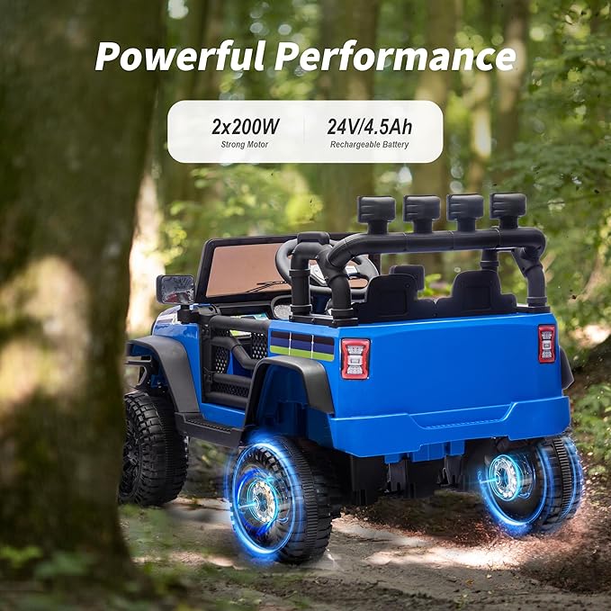 24V Kids Ride on Toy, Kids Electric Vehicles Car Ride on Car Truck for Toddlers 3-5 with Remote Control, 2x200W Motor - Blue
