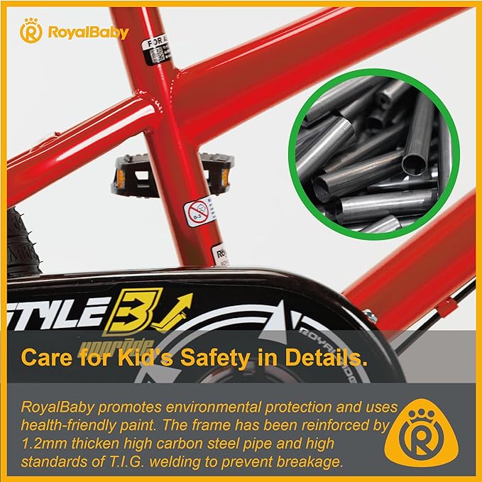 RoyalBaby Kids Bike EZ Balance to Pedal Dual Handbrake Toddlers Boys Girls Bicycle 12-20 Inch for Age 3-10 Years