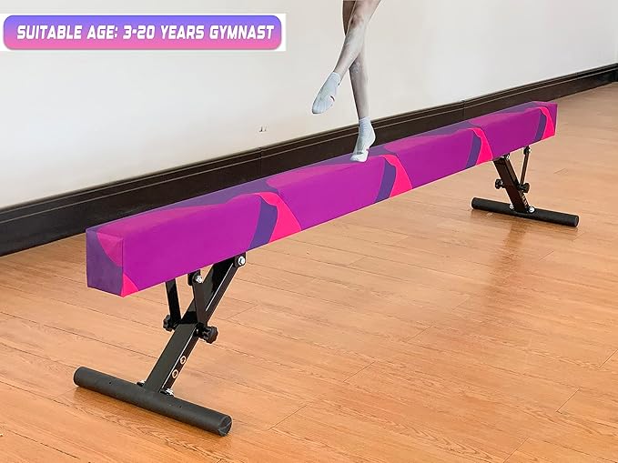 Adjustable Balance Beam 8 ft Gymnastic Beam Adjustable Height for Kids and Teenage of All Gymnastic Levels, Gymnastic Training Beam Gymnastic Equipment for Athlete Home and Gym Club Use