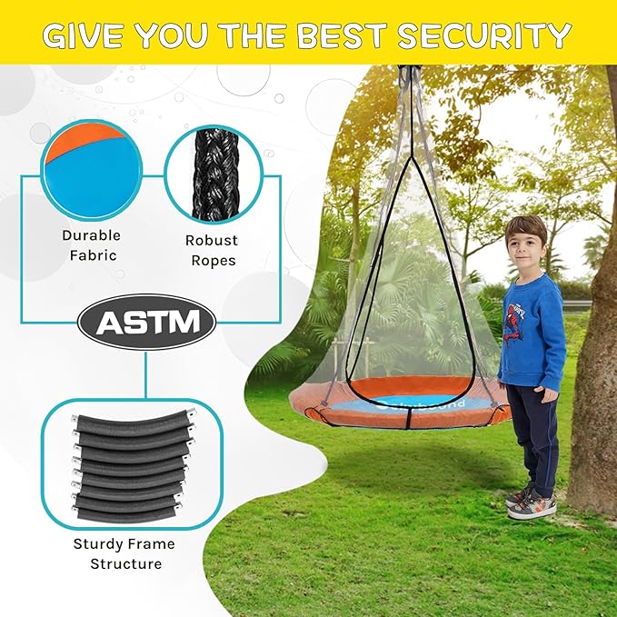 SkyBound Tree Swing Saucer Swing - 600LB Weight Capacity - Outdoor Swing with Hanging Straps - Waterproof Tree Swings for Kids - Tire Swings for Trees - Durable Flying Swing Seat for Children