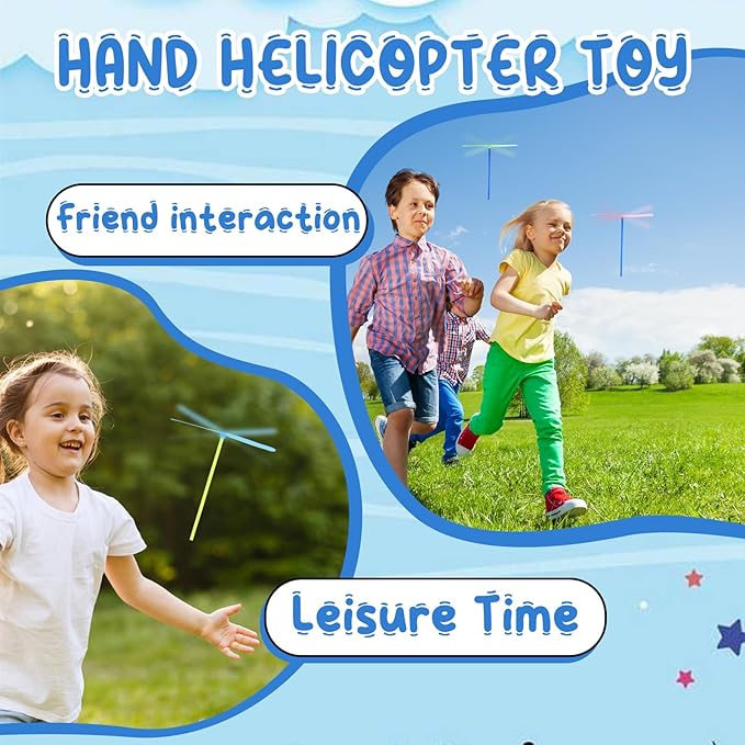100 Pcs Flying Helicopter Toys Set, 50 Propeller+ 50 Rod,Hand Helicopter, Party Favors Outdoor Toy for Kids Ages 4-8, Gift Summer Outside Yard Activities Birthday Gifts 3 5 6 Year Old Girl Boys