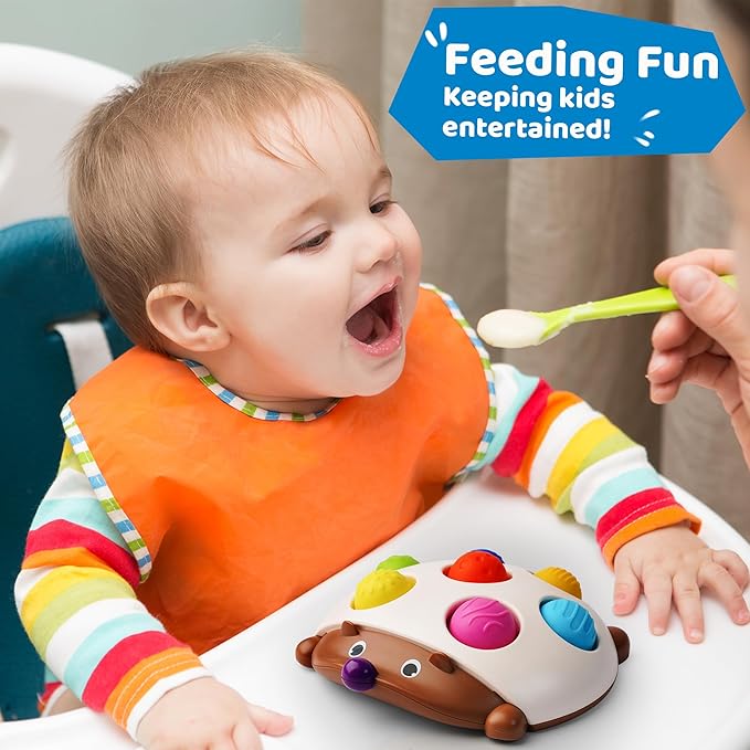 LiKee Fidget Popper Sensory Baby Toys for 10+ Months, Push and Popping Busy Board, Montessori Toys for 1+ Years Old, Airplane Car Travel Toy for Toddlers 1-3 Stress Relief