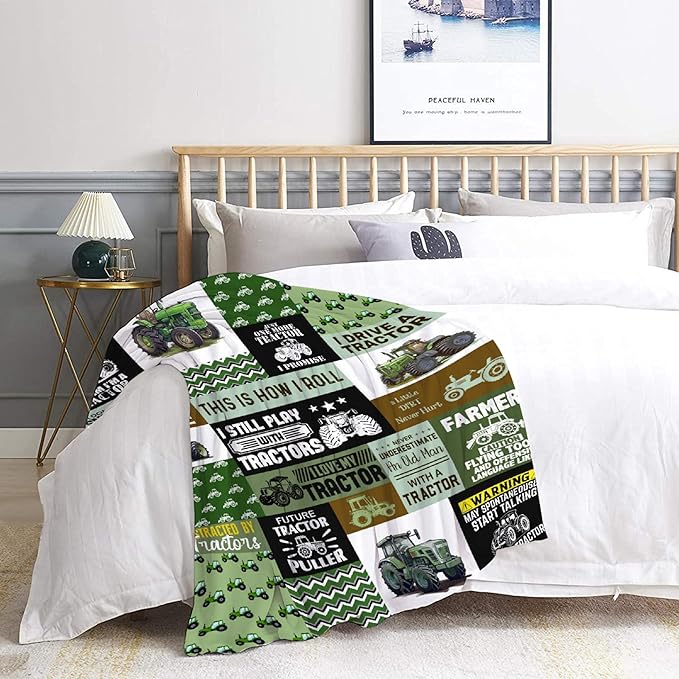 Tractor Blanket Farm Harvester Blankets,Tractor Throw Blanket Gifts for Girls Boys,Ultral Soft Warm Lightweight Car Blanket for Boys Room Decor Bed Sofa,60"x80"for Adults