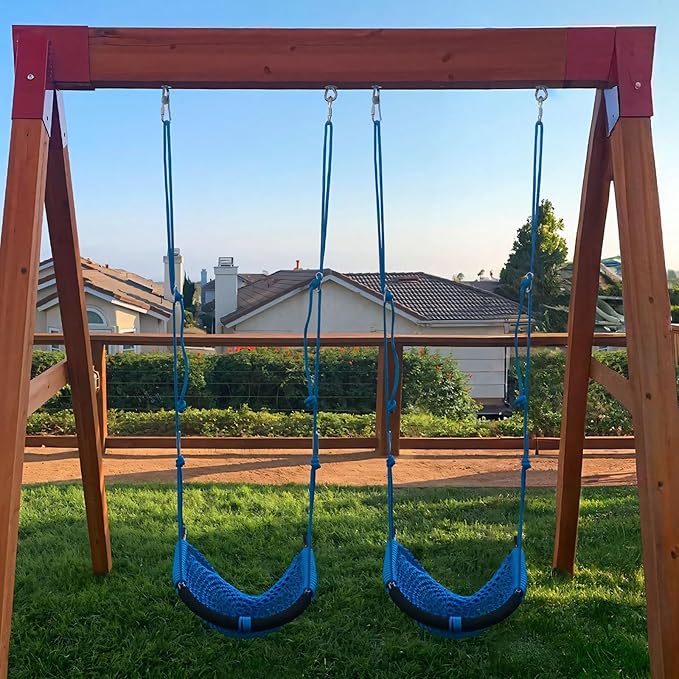 JKsmart 2 Pack Kids Swing Seat, Heavy Duty Rope Play Secure Children Swing Set, Toddler Swing Chair for Outdoor/Indoor/Playground/Home/Tree, with Snap Hooks and Swing Straps,440 lbs Capacity,Blue
