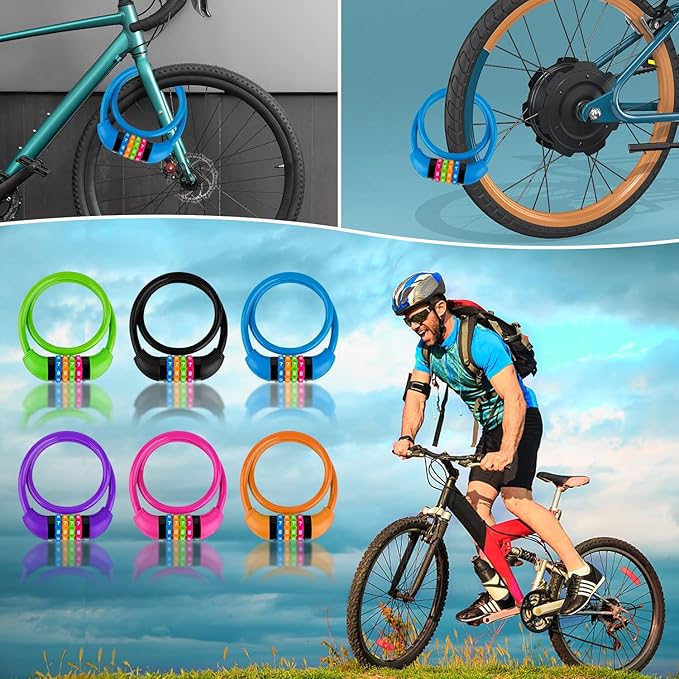 Bike Lock Cable, Bicycle Cable Lock with 4 Digit Combination & Alloy Lock Head, Resettable Kids Bike Cable Lock, 2 Ft x ∅0.45 IN, Lock for Bike, Scooter, Skateboard, Motorcycle, E Bike (Green)