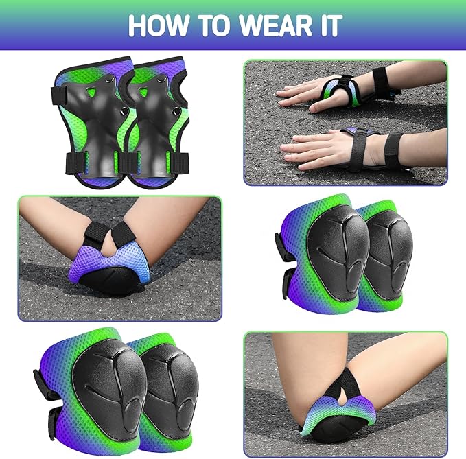 Toddler/Kids Bike Helmet Set for Boys Girls 3D Adjustable Kids Helmet Protective Gear Set Knee Elbow Wrist Pads and Multi-Sports Skateboard Scooter Cycling Roller Balance Bike