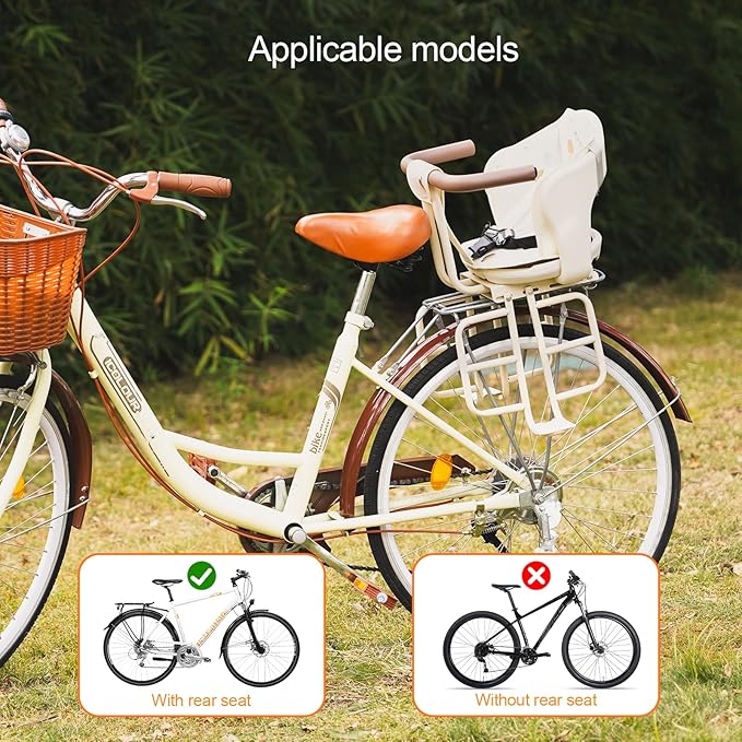 Rear Child Bike Seat, Rear Mounted Kid Bike Seat Semi-Wraparound with Armrests, Harness and Pedals, Toddler Bike Seat for Adult Bikes for Child Ages 6 Months to 6 Years