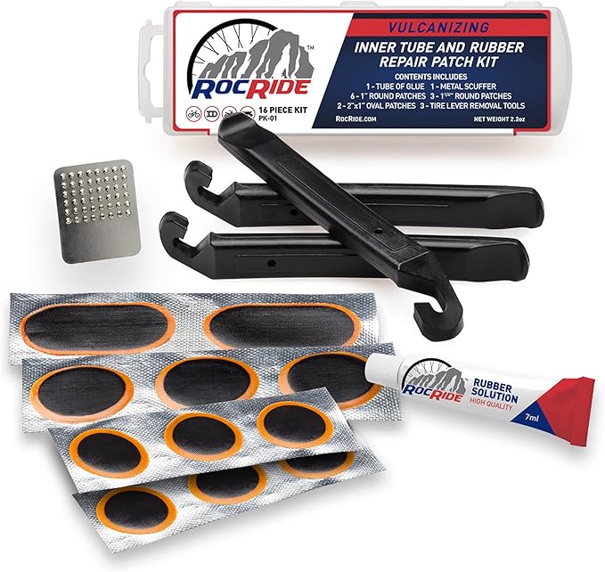 16-PC Inner Tube Patch Bicycle Repair Kit. Also for Inflatable Dinghies, ATVs, BMX and Motorcycles.