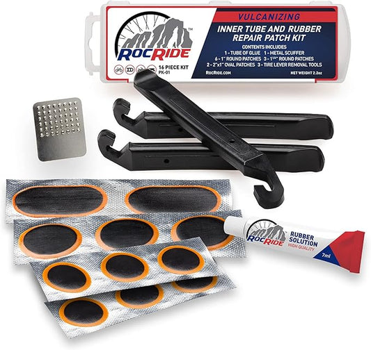 16-PC Inner Tube Patch Bicycle Repair Kit. Also for Inflatable Dinghies, ATVs, BMX and Motorcycles.