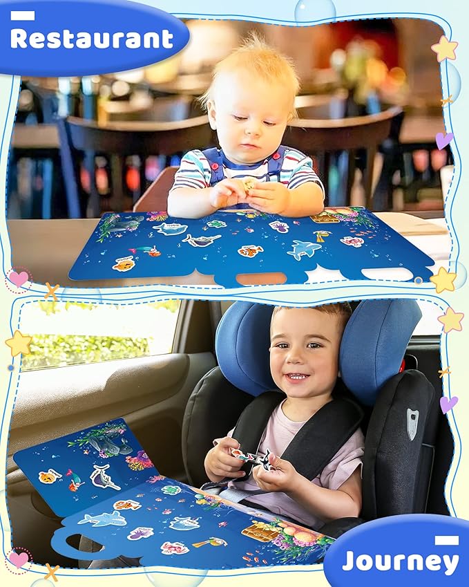Benresive Reusable Sticker Book for Toddlers 2-4 Years, Fun Travel Stickers for Kids, Waterproof Sticker Books for Toddlers 1-3, Crafts Activities for Toddler 1-3 2-4 3-5 - Ocean Animals