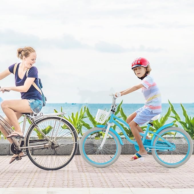 HONEY JOY Kids Bike, 12 14 16 18 20 Inch Toddler Bikes w/Training Wheels, Handbrake & Coaster Brake, Fully Enclosed Chain, Adjustable Handlebar & Seat, Kids Bicycle w/Basket, Girls Boys Bike 3-8