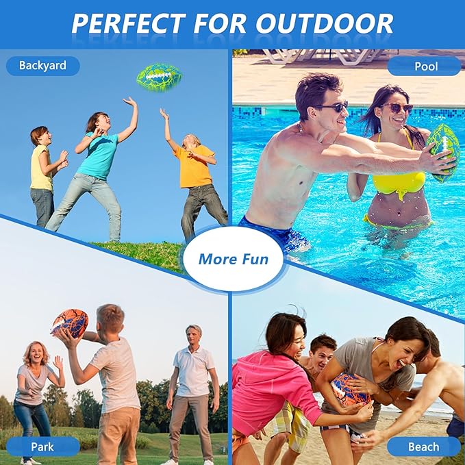 Jasonwell Pool Beach Water Football - 2 Pack Waterproof Football Strong Grip Fun Pool Toys Games for Swimming Pools Beach Lake Park Backyard Outdoor Play for Kids Children Teens Adults Family
