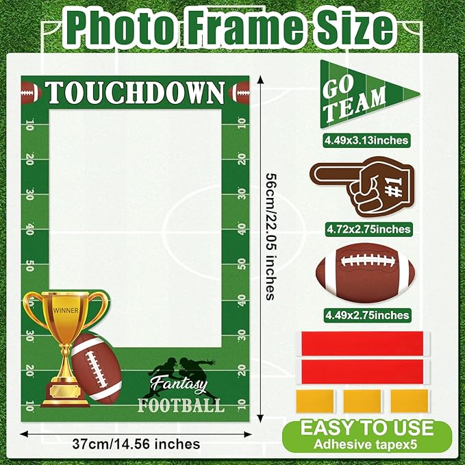 Football Photo Booth Props, Super Football Bowl Game Party Favors, Photo Frame Props for Sports Theme Party Decorations (Assembly Needed)