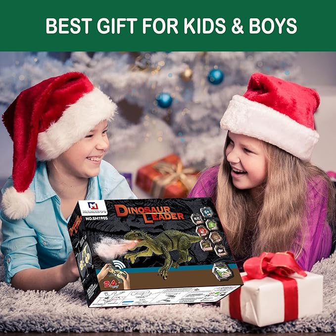 Remote Control Dinosaur Jurassic T Rex Toys for Boys Electronic RC Spray Raptor Walking Roaring Tyrannosaurus Rex Realistic 18.1" Rechargeable Birthday Gift for Kids Girls 3 4 5 6 7