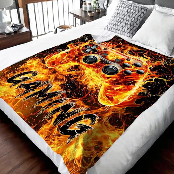 Boys Gaming Blanket Gift Game Throw Blankets for Kids Teens, 50x60 Inches Warm Soft Cool Decor Throw for Sofa Couch Bed Office