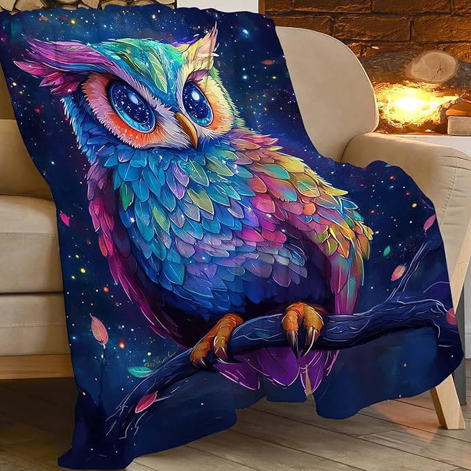 Owl Blanket Cute Owl Throw Blanket Gifts for Women Girls Men Boys Kids Adults Super Soft Cozy Plush Fluffy Fuzzy Fleece Blanket Decor 50''X60''