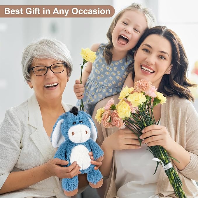 Heatable and Coolable Donkey Stuffed Animals, Microwavable Stuffed Animal Heating Pads for Soothing, Lavender Scent Donkey Plush for Discomfort, Plushies Gift for Kids & Aldults