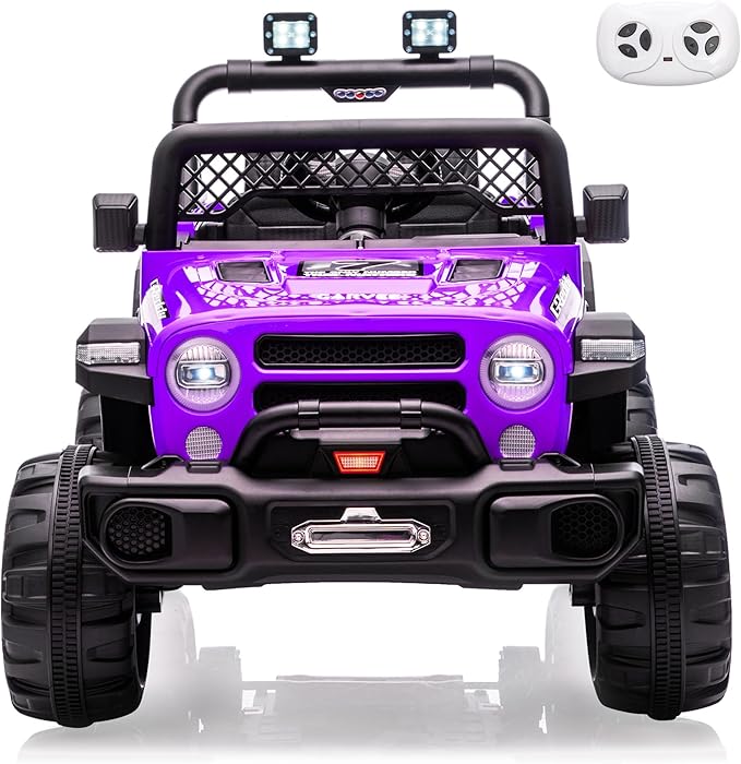 12V Kids Electric Ride on Truck，Parent Remote Control Car for Kids| Features 3 Speeds to 6MPH, 2 * 550w Moto, Spring Suspension, LED Lights, Music | for Children Aged 2-8 Years，Purple