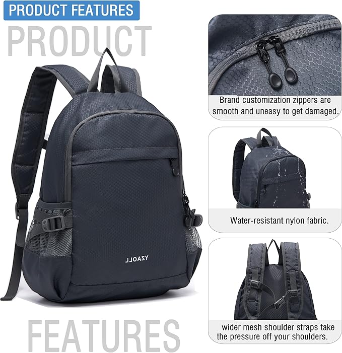 YZAOLL Small Lightweight Packable Hiking Backpack, 20L Hiking Backpack Day Pack for Women Men Travel Camping Vacation,Gray