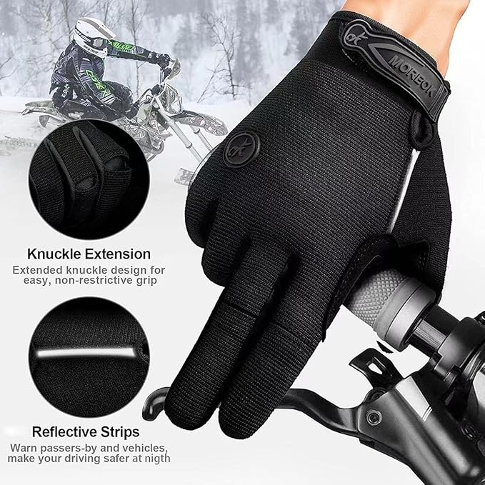 BIKINGMOREOK Bike Cycling Gloves for Men Women,Touchscreen Full Finger Shock-Absorbing 5MM Gel Pads MTB Road Bicycle Gloves for Mountain Biking,Running,Hiking,Outdoor Sports