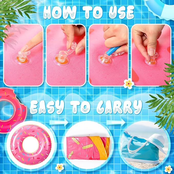 2 Pack 47.24 Inches Jumbo Donut Pool Floats for Adults Lovely Donut Inflatable Tube Swim Rings Floaties for Pool, Large Donut Inflatable for Party Decorations Supplies